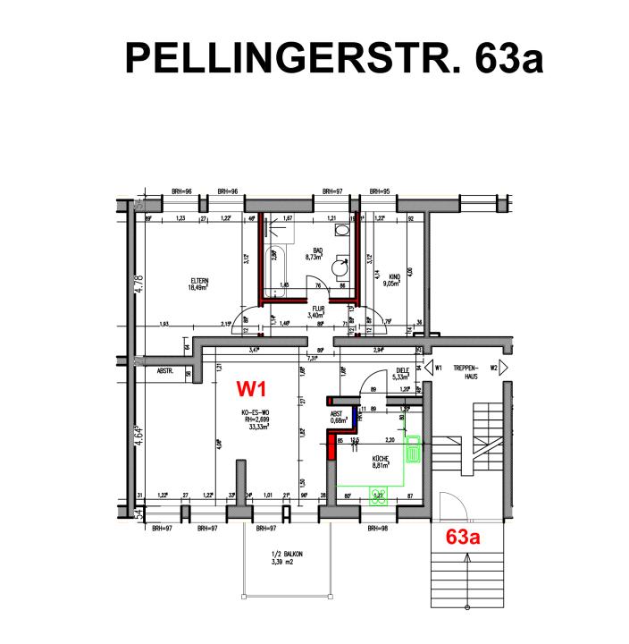Wohnung 1 - 63 A