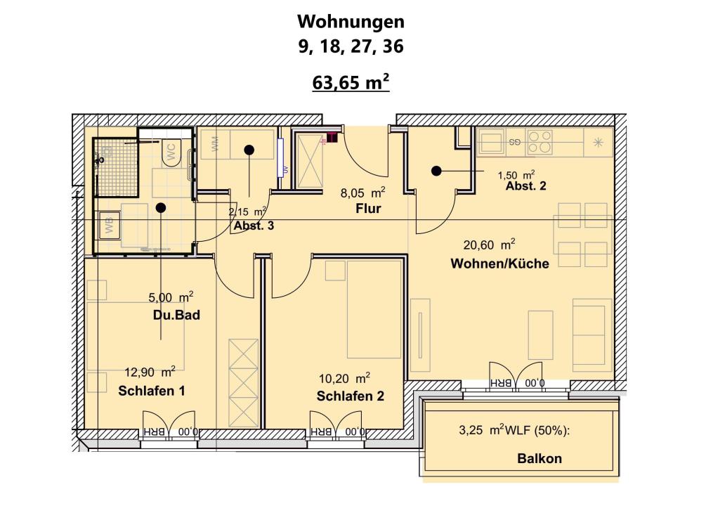 Wohnungen 9, 18, 27, 36
